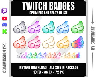 Cute Wing Twitch Sub Badges - Pastel Kawaii Wing Bit Badges for Streamers | Aesthetic Fairy Wings