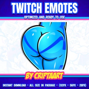 Emote de vídeo game para Twitch, bunda grossa, design fofo e engraçado para streamers de jogos - Kick, Discord, Tiktok, Youtube