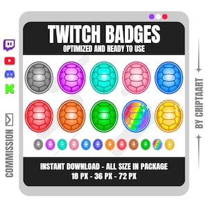 Turtle Shell Sub Badges | Shield Shell Loyalty Icons | Nature Inspired Streamer Assets | Gaming Rank Badges Pack | Kick Discord Twitch