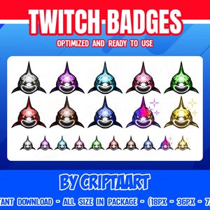 Shark Twitch Badges for Ocean & Marine Streamers - Subscriber Emotes for Twitch, YouTube, Discord, Kick
