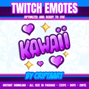 Kawaii Twitch Emote, Text Emoji, Kanalpunkte Anime / Stream Grafiken, Discord, Kick, Youtube, Tiktok