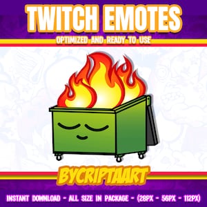 Emote Twitch carino Dumpster, Trash Fire, Garbage, Channel Points / Stream, Discord, Youtube, Tiktok