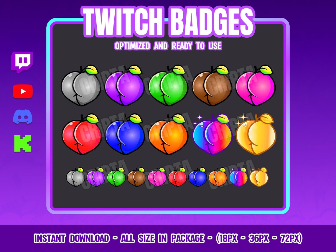Peach Twitch Badges, Booty Bit Badges, Peachy, Fruits, Cheers ...
