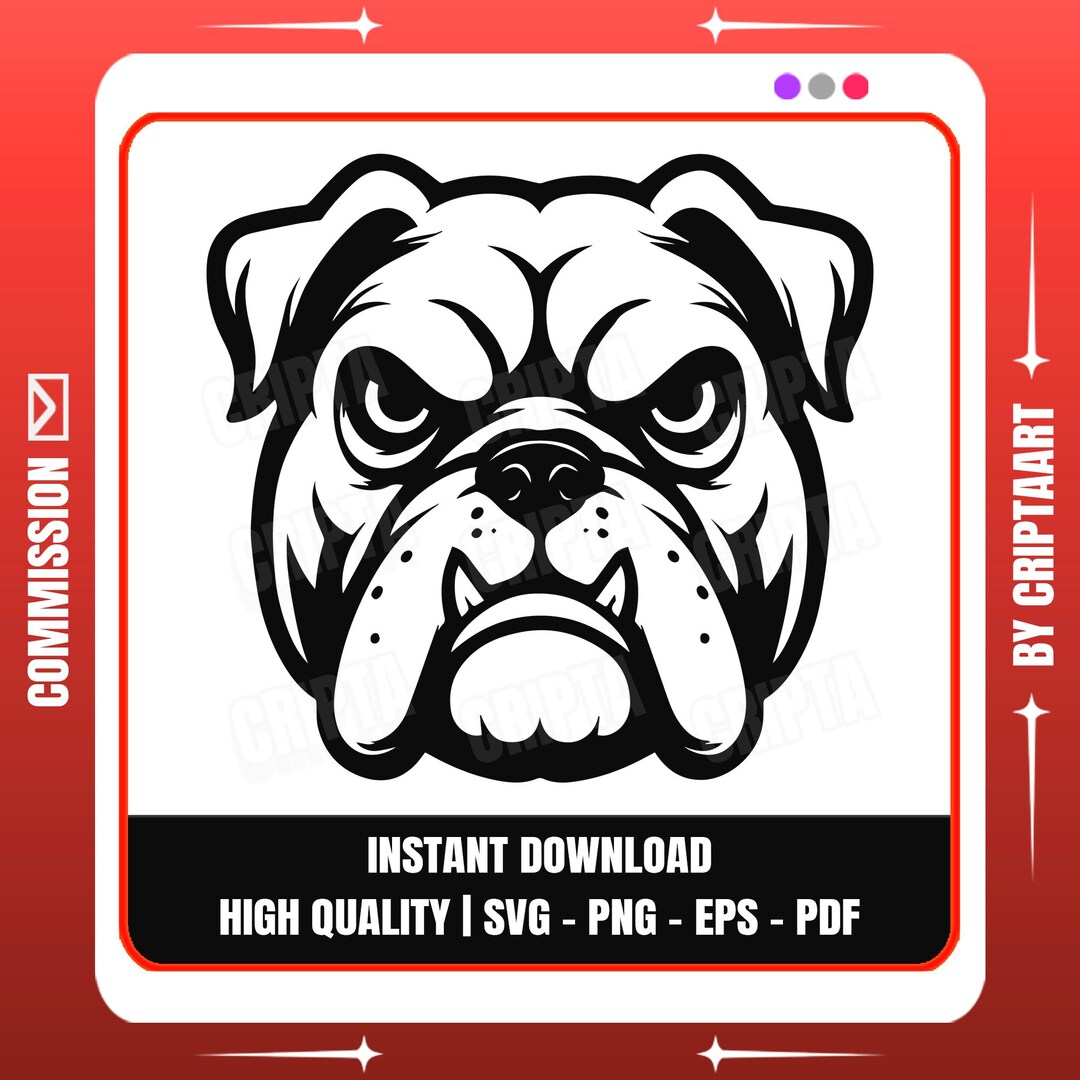Tough Bulldog Head SVG & PNG - Cricut Logo Design for Stickers, Tshirts ...
