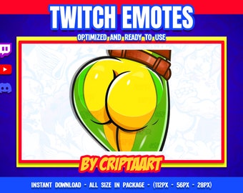 Twitch Emote, Booty emoji, thicc, waifu, butt, yes daddy, items for stream, Discord, Tiktok, Youtube