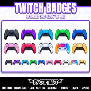 Shiny Controller Twitch Sub Badges for Discord, Kick & YouTube - Cool Joystick Flair for Gamers! Sleek Streaming Badges