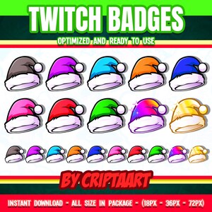 Odznaki Twitch Christmas Hat – Cheers Grafiki dla subskrybentów Discord, YouTube i innych