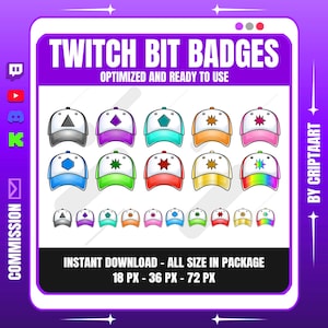Cap Bit Badges - Cool Twitch Donation Emblems, Skater, Aesthetic Streams - Stream Graphics