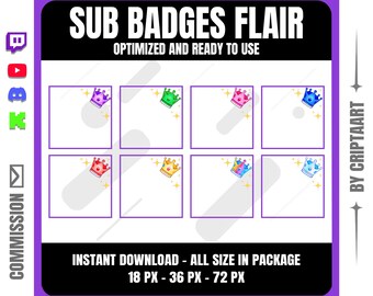 Sub Badge Flair Crowns for Twitch – Tier 2 and Tier 3 Loyalty Overlays
