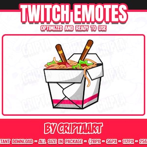 Chińskie pudełko na wynos Twitch Emote, transmisja strumieniowa z jedzeniem, Discord, kopniak, Youtube, Tiktok, sub Emoji