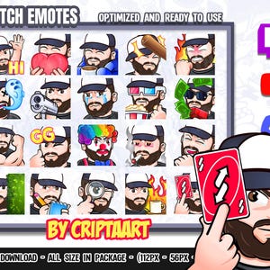 Brown Beard Guy Hat Twitch Emotes Mega Pack, Cap, Funny Emojis Bundle, Channel Points, Subscribers/Stream, Discord, Youtube, Tiktok