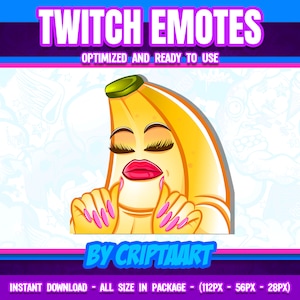 Banana Periodt Twitch Emote, Make-up, Coquette emoji, Aesthetic Meme, Channel Points / Stream, Discord, Youtube, Kick, Tiktok