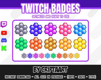 Honigzellen-Twitch-Abzeichen, Bienengrafiken für Discord, TikTok und YouTube