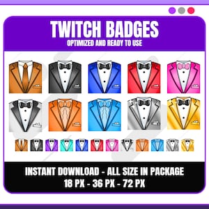 Tuxedo Sub Badges for Twitch – Elegant Suit VIP Badges for Kick Discord
