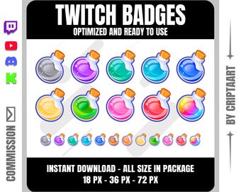 Magic Potion Bottle Sub Badges | Fantasy Medieval Twitch Badges for Streamers, Discord, YouTube, Kick, Tiktok