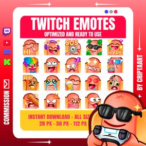 Hot dog Emote Mega Pack, Discord Bundle icons, Channel Points Kick Streaming