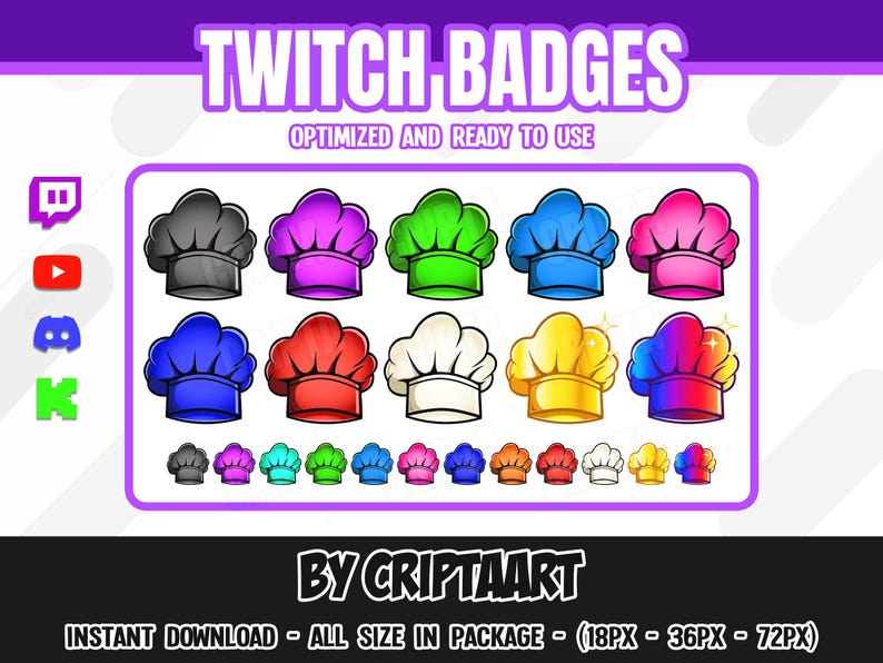 Chef Hat Twitch Badges, Kitchen Bit Badges, Cheers Loyalty Channel ...