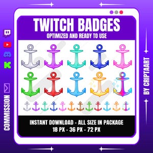Anchor Sub Badges - Nautical Marine Twitch, Discord, YouTube Art