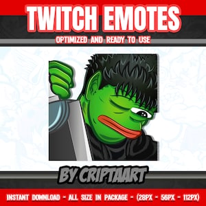 Twitch Emote / Discord / Pepe frog emotes / Pepe frog anime / Guts Sad / PNG