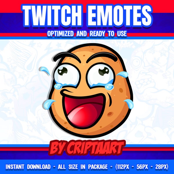 Potato lol twitch emote, potato laughing sub emoji, food, funny, stream channel points
