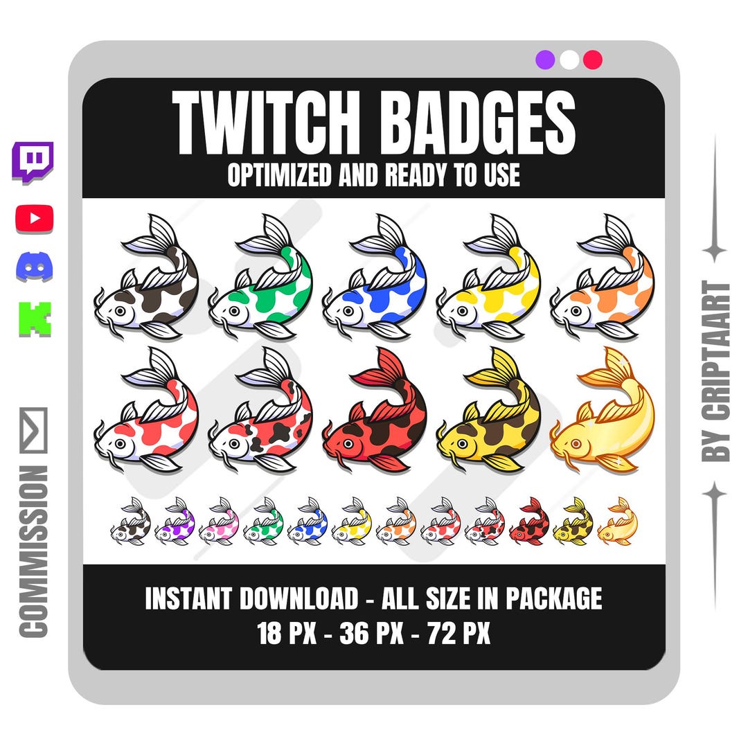 Koi Fish Sub Badges Pack – Japanese Aesthetic / Bit Badges / Subscriber ...