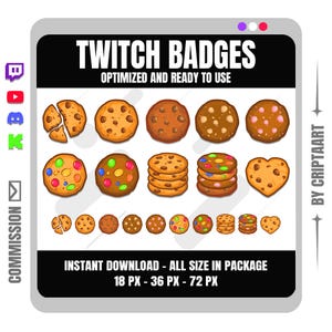 Cookie Twitch Badges Channel Point Icon - Streaming Assets, Gaming Emoji, Discord Roles, Loyalty Badge, Snack