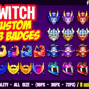 Custom Twitch Badges, Bit Badges Commission, Subscribers, cheers, loyalty, item for stream, discord, kick, youtube