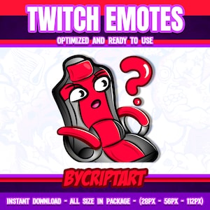 Emote di Twitch della sedia in streaming, emoji del sedile AFK, grafica in pausa/streaming, Discord, Kick, Youtube, Tiktok