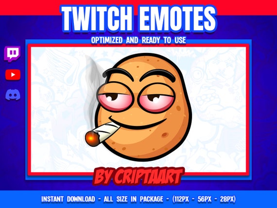 cigarette emoji discord Potato smoking Twitch Emote, 420 sub emoji, Channel Points Food, Chill,  Streamer Graphics, Discord, Youtube, Tiktok