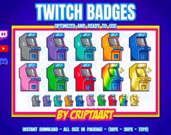 Sub Badges Twitch / Arcade / Gameplays / Subscriber Badges / Cheer Badges / Stream Graphics