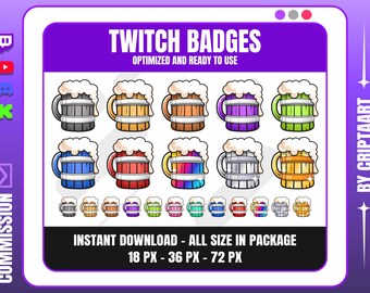 Medieval Wooden Beer Mug Twitch Badges for Fantasy Streamers - Viking Loyalty Badges for Twitch, YouTube, Discord, Kick
