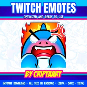 Angry Shark Twitch Emote, Rage sous emoji, Channel Points Animal mer / Stream Graphics, Discord, Kick, Youtube, Tiktok