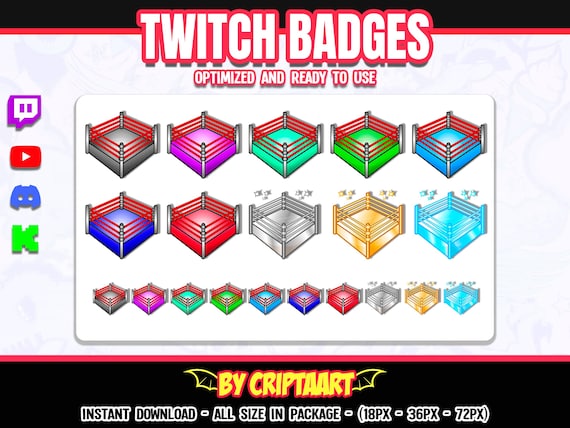 Wrestling Ring Twitch Badges, Boxing, Cheer, Subscribers, Wrestle