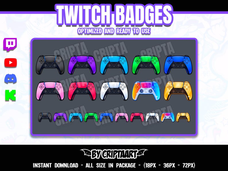 Shiny Controller Twitch Sub Badges for Discord, Kick & Youtube - Cool ...