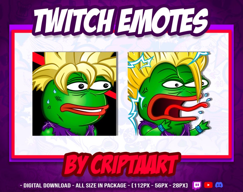 Twitch Emote x2 / Pepe the frog Shocked & Rage / Memes Emote - Etsy España
