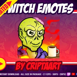 Animated Zombie Twitch Emote, This is fine meme, Halloween Channel Points / Discord, Youtube, Kick