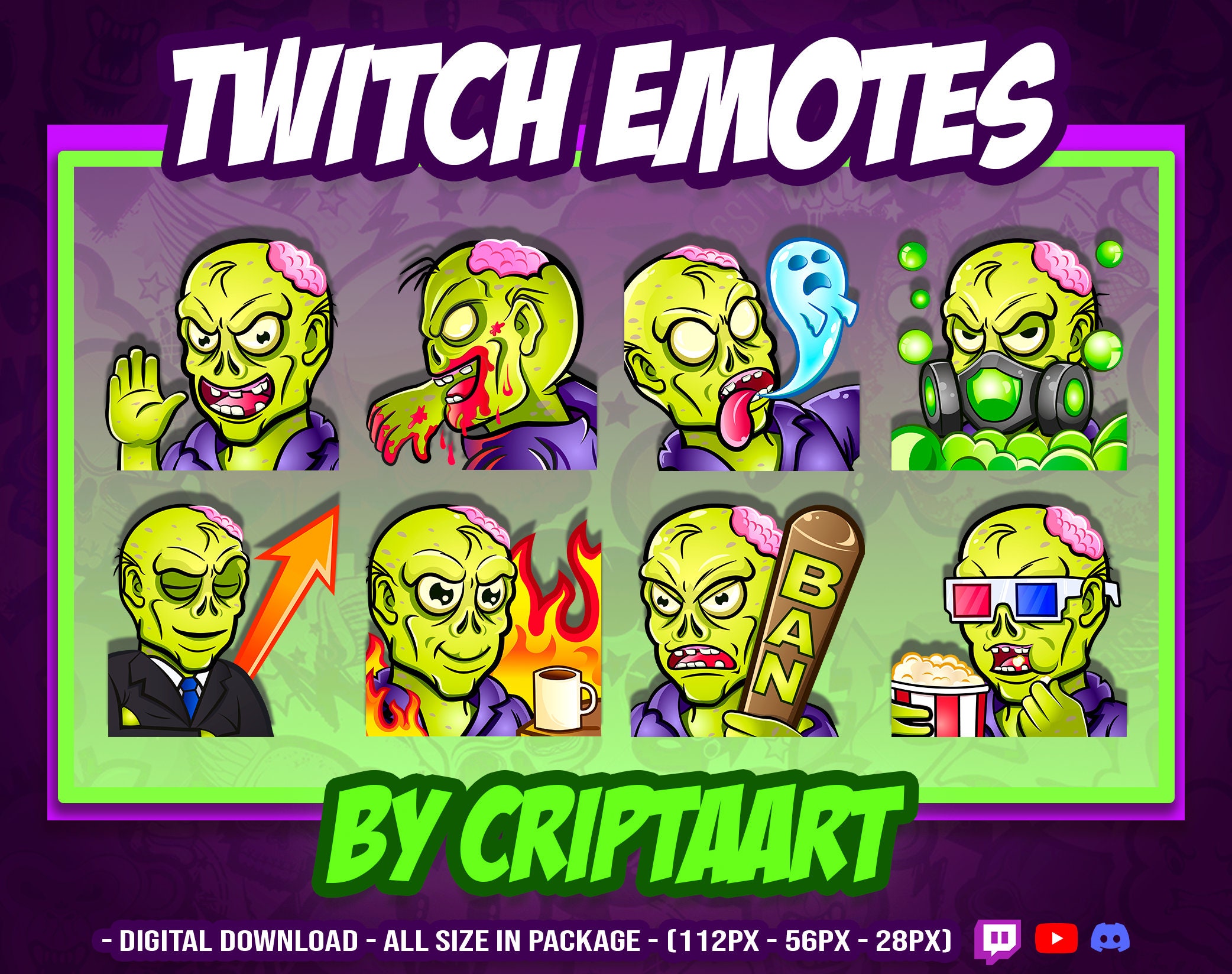 Twitch Emotes Zombie Emote Pack Emotes Horror Discord Etsy España