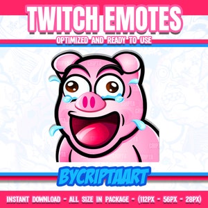 Pig Laughing Twitch Emote, lol, Channel Points / Stream Graphics, Discord, Kick, Youtube, Tiktok