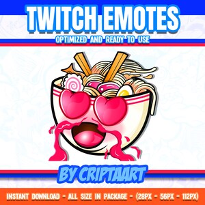 Ramen Love Twitch Emote, Horny Sub Emoji, Food Channel Points/Stream, Discord, Kick, Youtube, Tiktok, Facebook