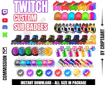 Custom Twitch Badges, Bit Badges Commission, Subscribers, cheers, loyalty, item for stream, discord, kick, youtube