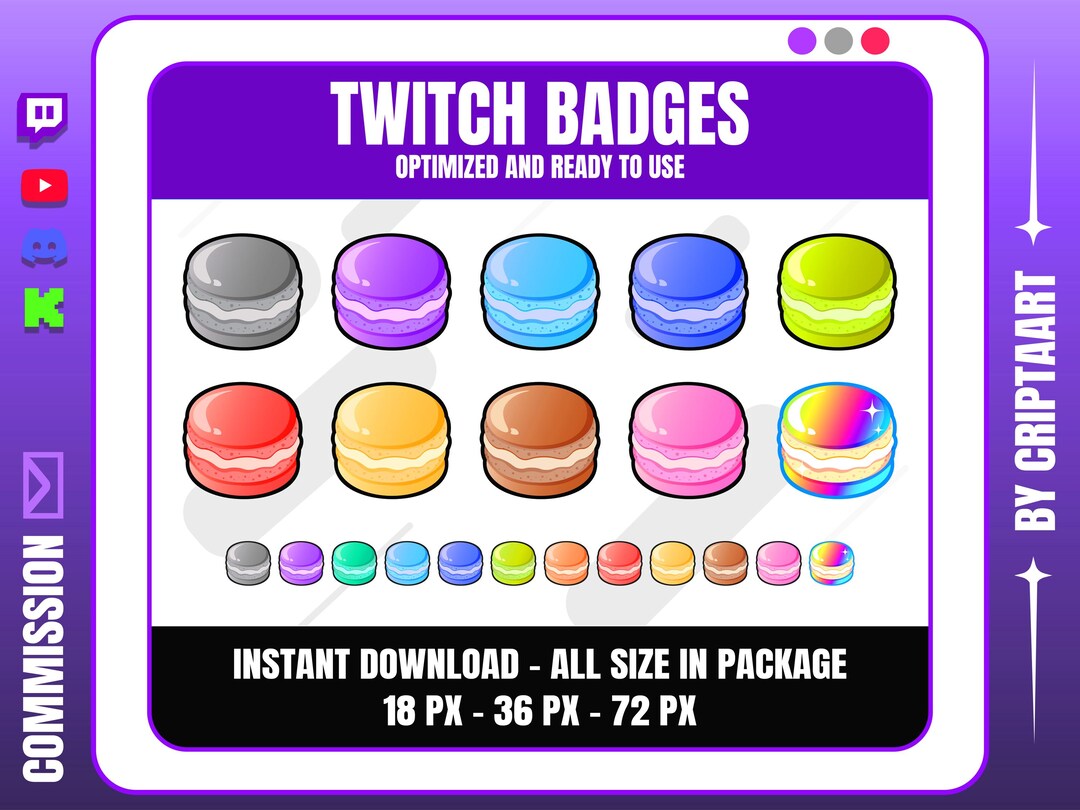 Aesthetic Macaron Sub Badges for Twitch Discord - Cute Pastel Food Bit ...