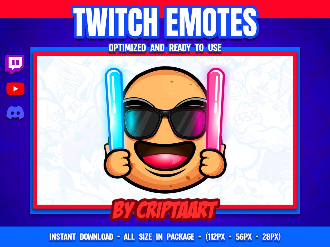 Potato Glowsticks Twitch Emote, Yam Dancing Emoji, Disco Jam Party