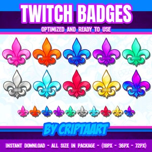 Fleur de lis Twitch Badges, bloem Bit Badge, Diamant, Cheers, Abonnees / Stream Graphics, Discord, Kick, Youtube, Tiktok