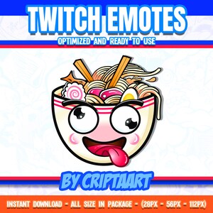 Funny Dumb Ramen Emote - Kawaii Noodle Face for Twitch, Discord, Anime & Foodie Streams