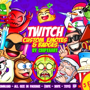 Custom Twitch Emotes Commission, Channel Points Anime, Chibi, Animals, Food / Youtube, Discord, Kick, Tiktok, Facebook / Stream Graphics