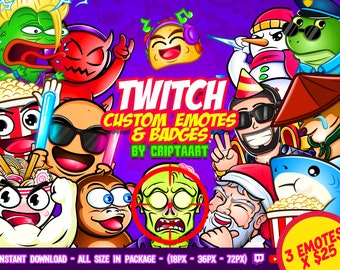 Custom 3 Emotes Bundle Commission for Twitch Discord Kick | Personalized Anime Chibi Emotes Pack | Custom Streamer Assets | Value Emotes