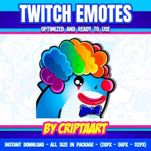 Shark Clown Twitch-emote, Cringe-emoji, kanaalpunten / streamerafbeeldingen, Discord, Kick, Youtube, Tiktok