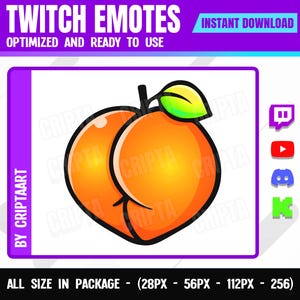 Peach Booty Twitch Emote, Fruit, Stream Graphics, Discord, Kick, Youtube, Sub Emojis