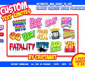 Custom made text emotes x 1 / Twitch Emote Design / Twitch, Discord, Youtube Active