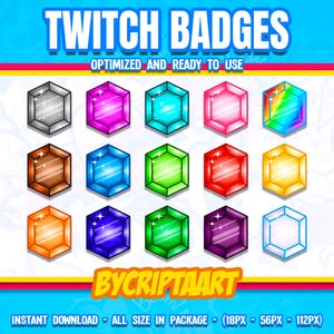 Sparkling Gem Twitch Badge, Emerald, Slot, Cheers, Subscriber - Stream, Discord, Kick, Youtube, Tiktok